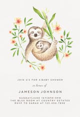 Mother and baby sloths - Invitación Para Baby Shower